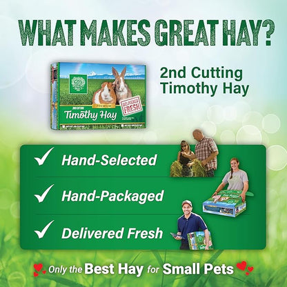 Small Pet Select 2nd Cutting Perfect Blend Timothy Hay Pet Food for Rabbits, Guinea Pigs, Chinchillas and Other Small Animals, Premium Natural Hay Grown in The US, 25 LB