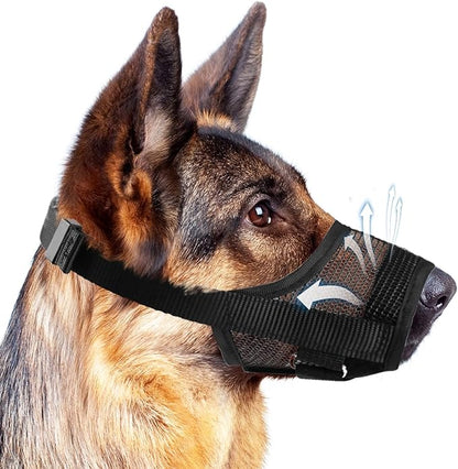 Dog Muzzle, Soft Mesh Muzzle for Large Dog Mouth Guard, Breathable Adjustable Muzzles to Prevent Biting, No Bark Muzzle for Dogs Allow Panting Drinking (Black, L)