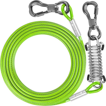 Tresbro 40 FT Dog Tie Out Cable with Spring, Shock Absorbing Tether Chains for Outside Aavilable in 10/15/20/25/30/40/50/70/100/120 FT, Heavy Duty Leads for Yard for Medium & Large Dogs Up to 500 LBS