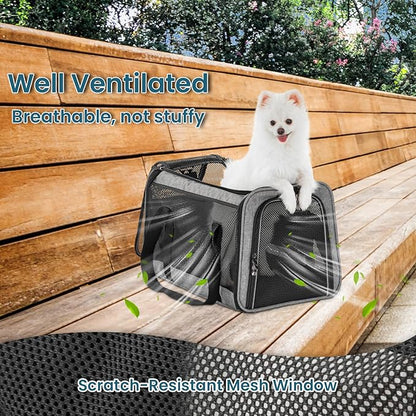 Petsfit Cat Carrier Small Dog Carrier, Lightweight Portable Soft Pet Carrier for Large and Medium Cats, 5-Sided Breathable Mesh, Escape Proof and Auto-Safe, Sturdy Structure