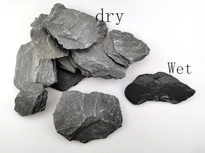 Voulosimi Natural Slate Rocks PH Neutral Stone Perfect Rocks for Aquariums, Landscaping Model,Tank Decoration,Amphibian Enclosures (3.5 LB, 1-3 inch)
