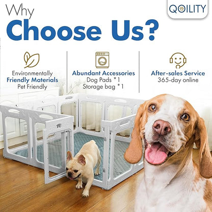 Clear Dog Play Pen Indoor, Effectively Relieves Indoor Pet Anxiety, 56" x 37" x 23.6"H, Suitable for Dogs and Puppies, White