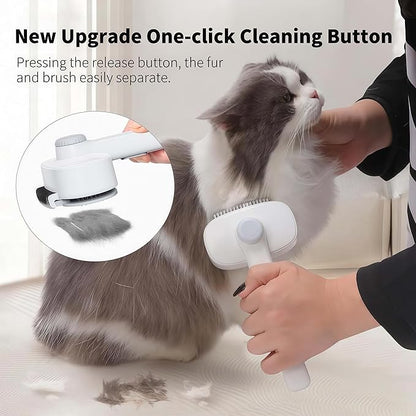 Marchul 2-in-1 Cat Grooming Brush, Cat Brushes with Release Button & Deshedding Dematting Rake, Grooming Comb Tool for for Long or Short Haired Pets, Reduce Shedding, Remove Knots and Massage, White