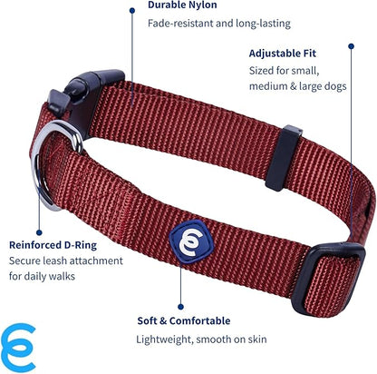 Blueberry Pet Essentials Small Dog Collar | Fired Brick Nylon Dog Collar with Quick Release | Girl & Female Dog Collars for Fall