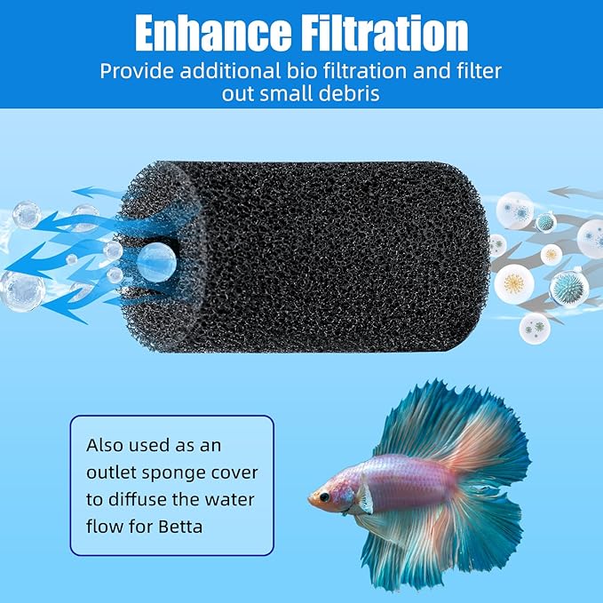 AQUANEAT 12-Pack Pre-Filter Sponge for Aquarium Shrimp Fry Fish Tank Filter Intake 0.4 Inch, Replacement Foam Cover