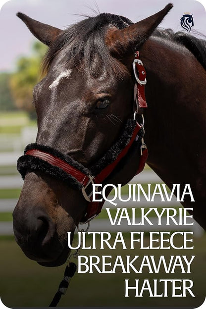 Equinavia Valkyrie Soft Ultra Fleece Padded Adjustable Breakaway Horse Halter - Wine Red/Black - Horse