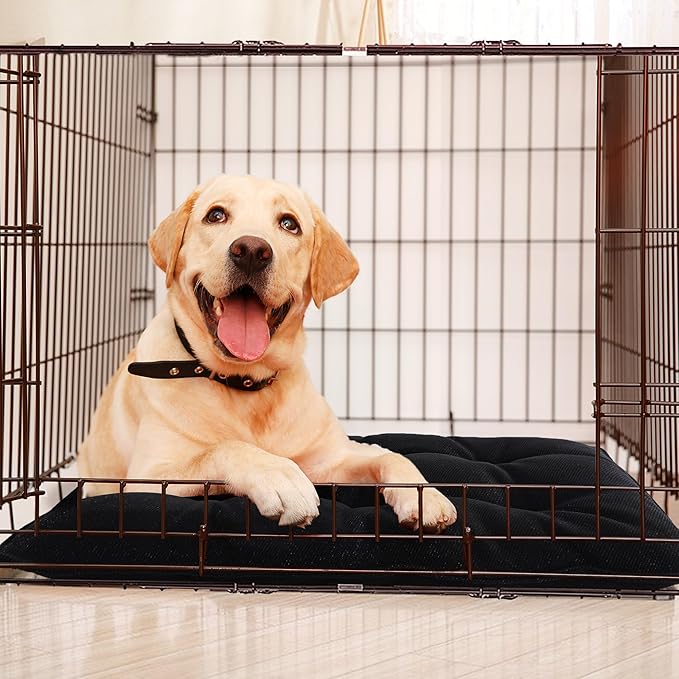 MABOZOO Chew Proof Indestructible Dog Beds for Aggressive Chewers,Durable Dog Crate Pad,Washable Tough Pet Mats for Kennel,Black,Small 17x23 in
