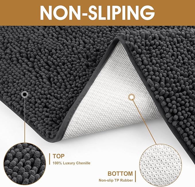 IM HOME 48" x 38" Dark Grey Dog Door Mats for Muddy Paws, Chenille Absorbent Dog Mat, Non Slip Heavy Mud Mat for Dogs, Soft Pet Bed Mat for Entryway, Mud Paws, Inside Floor