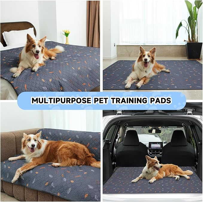 Sunheir Washable Pee Pads for Dogs - 2-Pack Thick Heavy Absorbency Reusable Pee Pads Prevent Leakage Non-Slip, Waterproof Pet Training Pads for Puppy Playpen, Crate, Whelping Box, Potty Training, Grey