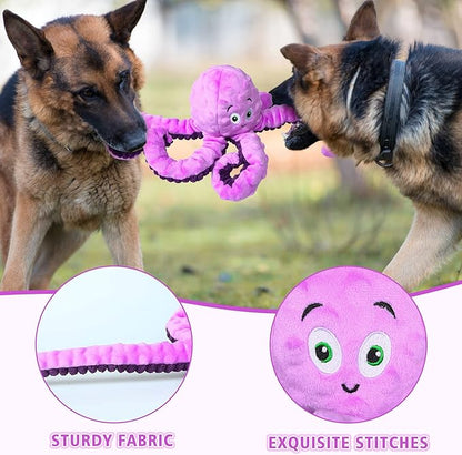 Purple Octopus Squeaky Dog Toy – Tough Plush Stuffed Animal for Small, Medium & Large Dogs