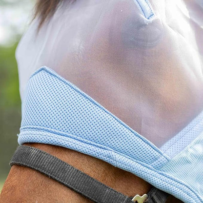 Equinavia Algard Soft Mesh Horse Fly Mask with Ear Protection and 45 UPF Rating | No Eye Irritation & UV Protection - Light Blue - Warmblood