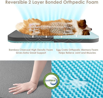 EHEYCIGA Foldable Human Dog Bed, Orthopedic Memory Foam Human Sized Dog Bed, Waterproof Pet Bed for People, Faux Fur Pet Couch for Adult, Camel, 72"x44"x11"