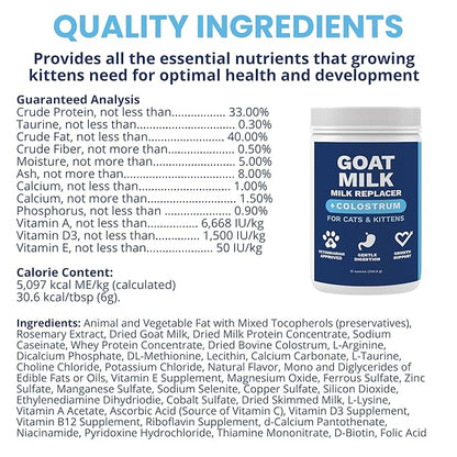 Under the Weather Kitten Milk Replacement Powder + Colostrum for Cats & Kittens | Goat Milk Replacer Powder | Goat-Based Formula with Colostrum for Immune & Digestive Support - 12 oz