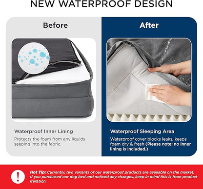Bedsure Orthopedic Dog Beds Large Sized Dog - Washable Large Dog Cat Bed Waterproof, Comfort Dogs Couch Sofa with Washable Removable Cover, Pet Bed with Nonskid Bottom, Ivory, 35"