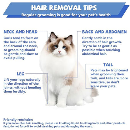 8.5 Inch Dual Tooth Pet Comb for Mats and Tangles，Professional Grooming Comb Removing Excess Hair for Long-Haired Cats and Dog Kit,Prevent Undercoat, Excess Hair,Mats and Tangles,Pet Essential