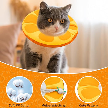 Cat Cone Collar Soft, Adjustable Cat Recovery Collars for Small Medium Large Cats, Cute Donut E Collar After Surgery, Anti-Lick Wound Healing Elizabethan Collar for Kittens(Orange, Large)