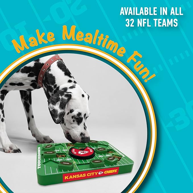 Pets First Kansas City Chiefs Large Puzzle Puzzle Toy, New Size, Interactive Slow Feeding Toy