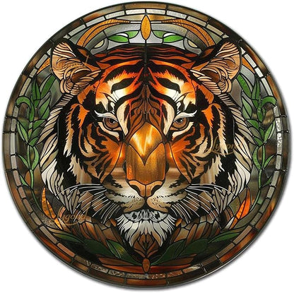 Lygond Metal Tin Sign - Circular Stained Glass Toilet Decor - Pub 12x12 Inches
