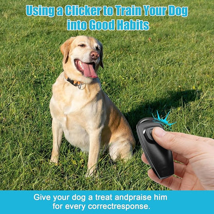 2-in-1 Dog Training Clicker Whistle for Training and Recall, Pet Training Accessories for Puppy, Cats, Horses & Small Animals - 2 Pack with Lanyard, Reward and Train Your Pets Efficiently