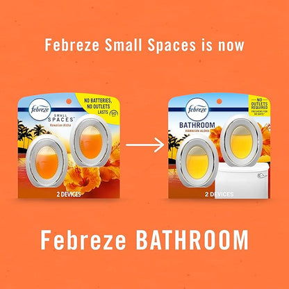 Febreze Small Spaces Air Freshener, Odor-Fighting, Plug In Alternative, Air Fresheners for Home and Bathroom and Kitchen, Closet Air Fresheners, Hawaiian Aloha Scent, 2 Count