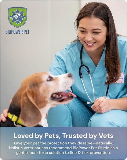 Natural Flea & Tick Repellent Collar Tag for Dogs & Cats – BioPower Pet Shield – Safe for Pets When Used as Directed – Lasts 1 Full Year - Small Tag (<10 Lbs) - 3 Pack