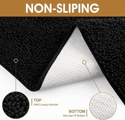 IM HOME 48" x 38" Black Dog Door Mats for Muddy Paws, Chenille Absorbent Dog Mat, Non Slip Heavy Mud Mat for Dogs, Soft Pet Bed Mat for Entryway, Mud Paws, Inside Floor