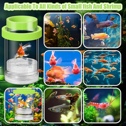 2 Pcs Breeder Box for Fish Tank Aquarium Breeder Separation Net Breeding Box with Suction Cup for Small Fish Shrimp Clownfish Guppy(Green,M)