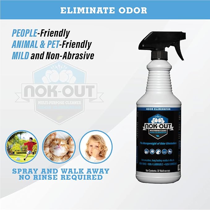 NOK OUT Odor Remover, Pet Deodorizer and Cleaning Spray, Made in the USA, 16 Fluid Ounce Spray, 4-Pack