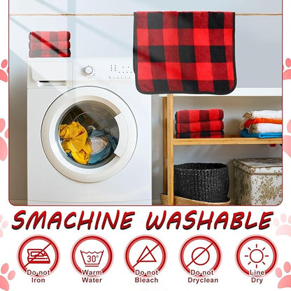 Reginary 4 Pcs Waterproof Guinea Pig Blankets Washable Small Animal Fleece Bedding Absorbent Guinea Pig Cage Liners Reusable Pet Pee Pad Sleep Mat for Hamster Ferret (Red Plaid,24 x 16 Inch)