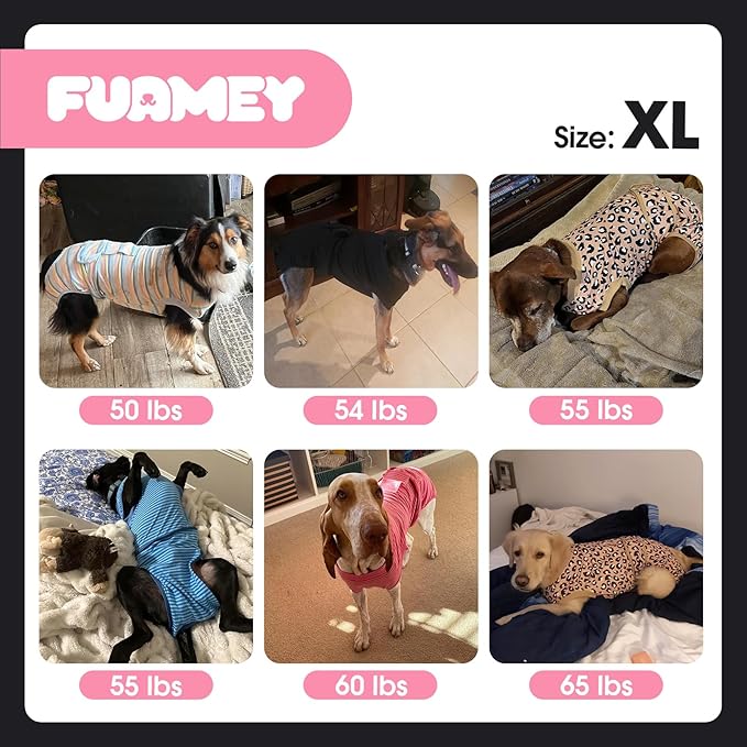FUAMEY Recovery Suit for Dogs After Surgery,Soft Breathable Dog Bodysuit E-Collar & Cone Alternative Surgical Suit,Male Female Dog Neuter Spay Suits Anti Licking Wounds Onesie Brown Leopard XL