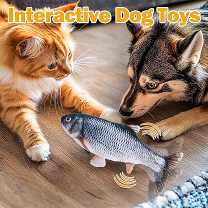 Upgraded Flopping Fish Dog Toy – Rechargeable Touch-Activated Moving Plush for All Dog Sizes