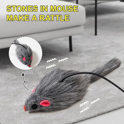 Hanging Cat Toy - 2PCS Interactive Cat Feather Toys for Mental Physical Stimulation, Retractable Teaser Kitten Toys for Indoor Cats Play Chase Exercise, Boredom Buster with Mouse