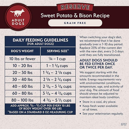 Natural Balance Limited Ingredient Adult Grain-Free Dry Dog Food, Reserve Sweet Potato & Bison Recipe, 22 Pound (Pack of 1)