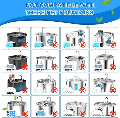 Cat Water Fountain Filters, 40 Pack Cat Replacement Filters for Stainless Steel 108oz/3.2L& 67oz/2L adjustable Flow Pet Water, Dog Fountain Filter（20 + 20 Pack)