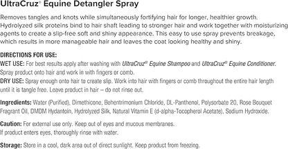 UltraCruz Equine Bright White Horse Shampoo & Conditioner Bundle, 32 oz Each with 16 oz Detangler