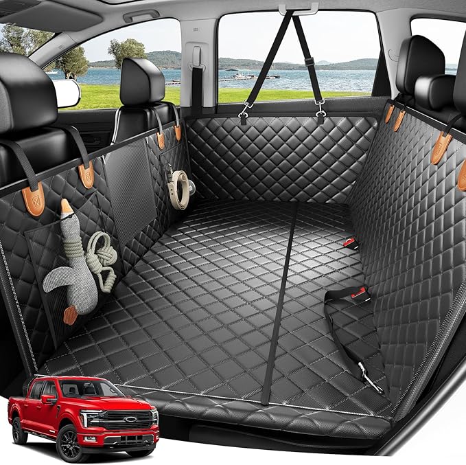 Zanch 2025 Upgraded Dog Car Seat Cover, 400 lbs Heavy Duty Hard Bottom, Waterproof & Anti-Scratch Back Seat Protector, Nonslip Pet Hammock Extender for Large Trucks, SUVs, Vans, XL-Orange