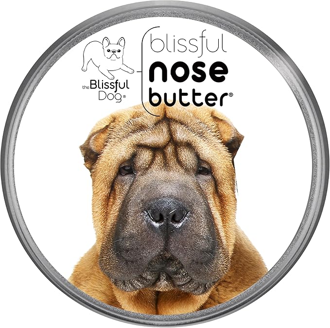 The Blissful Dog Chinese Shar-Pei Nose Butter for Dry, Cracked Skin, Lick-Safe Dog Nose Balm with Moisturizing Shea Butter, Almond, Olive, and Essential Oils, Pet Supplies, Uncented, 1 oz.