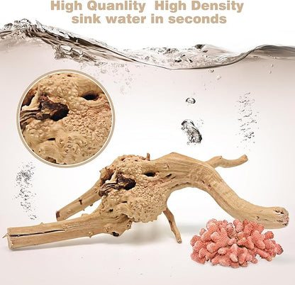 WDEFUN Natural Spiderwood for Aquarium Decor 2-Piece 11''-14'' Long Natural Driftwood Branches for Fish Tank Decorations