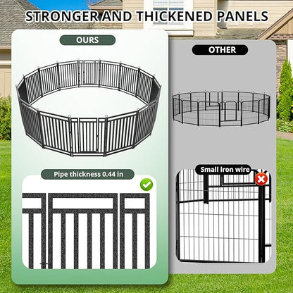 Dog Fence Outdoor Indoor, 32" Inch Height 24 Panels Dog Playpen for Large/Medium/Small Dogs Metal Dog Pen for Yard Camping and RV | Black-Silverv