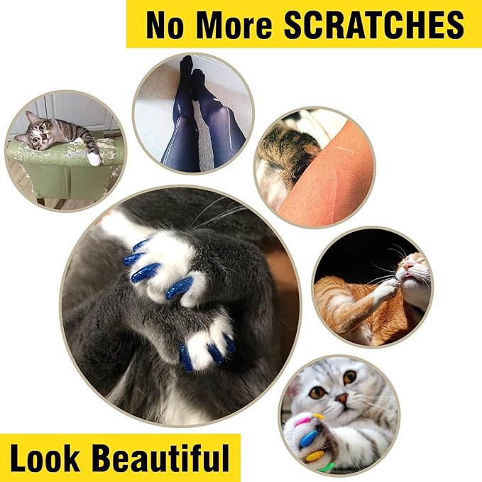 zetpo Cat Nail Caps | Cat Claw Covers | with Adhesives and Applicators (XS, 20x Colors | 200 pcs)