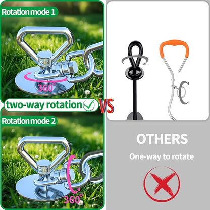 Dog Tie Out Stake (2-Pack),360°Swivel Run Stake,for Yard,Use Any Dog Tie Out Cable or Yard Leash