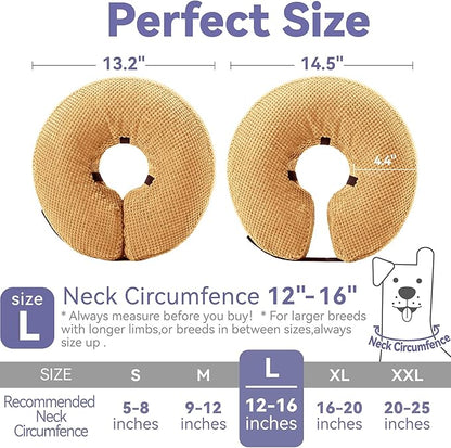 Inflatable Dog Cone Collar - Dog Neck Donut Cone Collar Alternative After Surgery - Soft Cone for Large Medium Small Dogs Cats - Alternative Recovery E Collar (Yello, L)