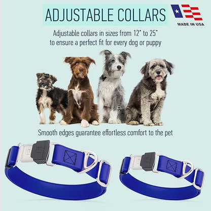 Dogline Biothane Waterproof Dog Collar with Herm Sprenger Black Stainless Steel Quick Release Buckle – Heavy Duty Tactical Durable Collar for Dogs – Comfortable and Safe Pet Collar, W 1" L 15-25"
