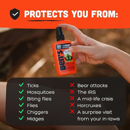 Ben's Tick & Insect Repellent - Travel Size Bug Spray with 30% DEET for Mosquitoes, Ticks & More - Up to 7 Hours of Protection - Fragrance-Free - 3.4 Fl Oz (4 Pack)