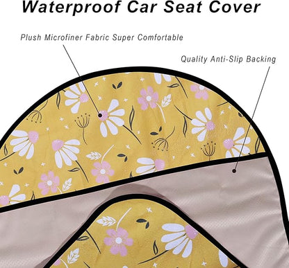 Car Seat Cover Protector Front Seats,for Gym Workout,Running,Swimming,Beach and Hiking,Waterproof Sweat Towel Bucket Seat Covers for Cars SUV Trucks (Chamomile and Yellow, 1Pcs)