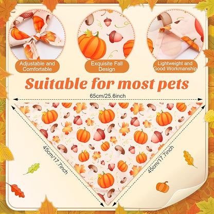 Chunful 30 Pcs Fall Bandanas for Dogs Autumn Dog Bandanas with Maple Leaves Pumpkin Patterns Soft Bibs Adjustable Triangle Doggie Scarf for Small Medium Large Pet Fall Costume 25.6 x 17.7 x 17.7 Inch