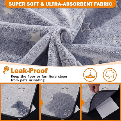 LOOBANI Washable Pee Pads for Dogs, Reusable Pee Pads for Dog Puppy Training Mat Non Slip Whelping Mat for Dog Playpen, Crate, Car, Grey 2 Pack 18 x 24 in