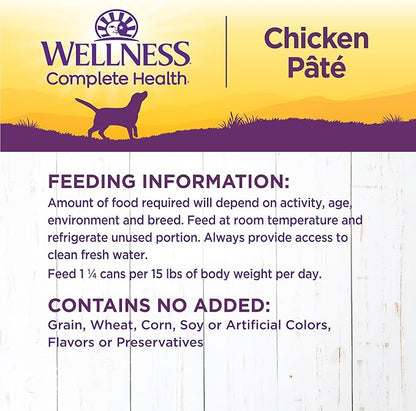 Wellness Complete Health Natural Wet Canned Dog Food, Chicken & Sweet Potato, 12.5-Ounce Can (Pack of 12)