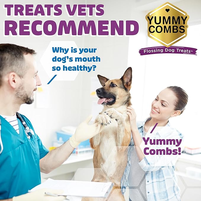 Dog Dental Treats – Vet VOHC Approved – Delicious Chicken Protein – Removes Tartar with Cleaning Comb Shape – Dental Dog Treats for Medium Dogs (12oz, 15 Count)