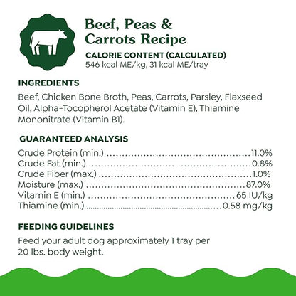 Greenies Smart Topper High Protein Wet Mix-in for Dogs, Beef, Peas & Carrots Recipe in Vitabroth Broth - Bone Broth + Vitamins E & B1, 10 Count